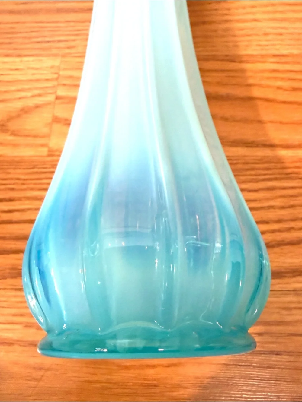 Vintage 12 Finger Fostoria Glass Co. Swung 1960's Vase Fostoria Blue Opalescent